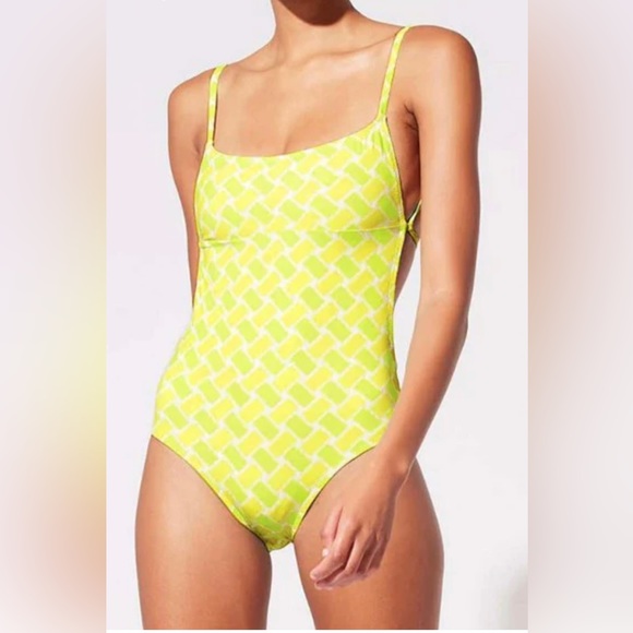 SOLID & STRIPED WITH TAGS Melissa One-Piece Swimsuit Pineapple Title - Picture 1 of 4